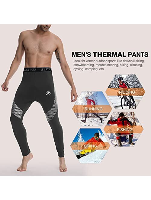 MEETWEE Thermal Pants for Men, Winter Ski Base Layer Long Johns Compression Tights Cold Weather Leggings for Heat Retention