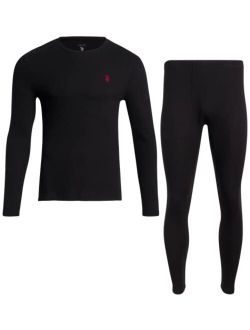 Men's Thermal Underwear Set - Base Layer Long Sleeve Waffle T-Shirt and Long John Pants
