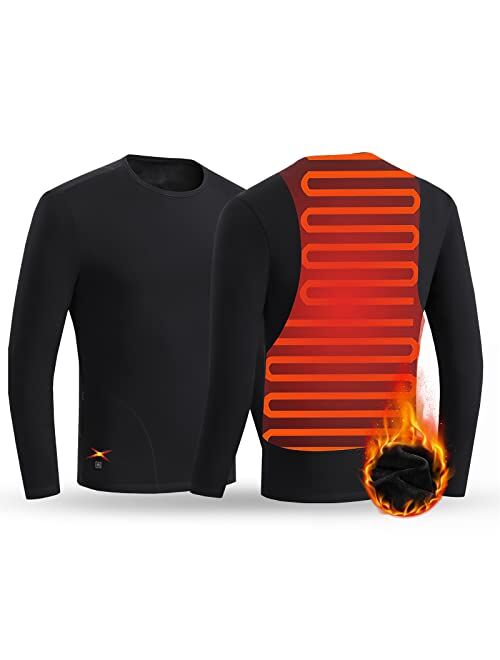Leegosun Heated Thermal Tops for Men Women Electric Heated Shirts Long Sleeves Underwear Fleece Lined for Cold Weather