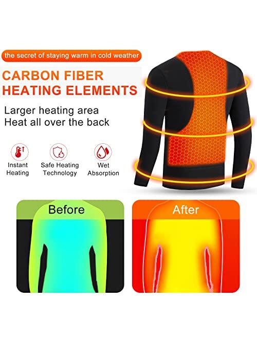 Leegosun Heated Thermal Tops for Men Women Electric Heated Shirts Long Sleeves Underwear Fleece Lined for Cold Weather