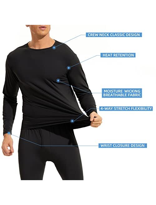American Trends Mens Thermal Underwear Ultra Soft Long Johns with Fleece Lined Base Layer.