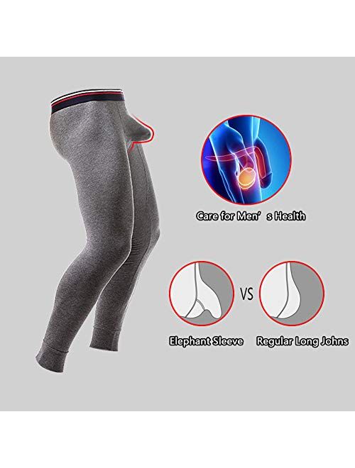 KAMUON Mens Cotton Separate Pouch Long Johns Thermal Bottoms Underwear Pants