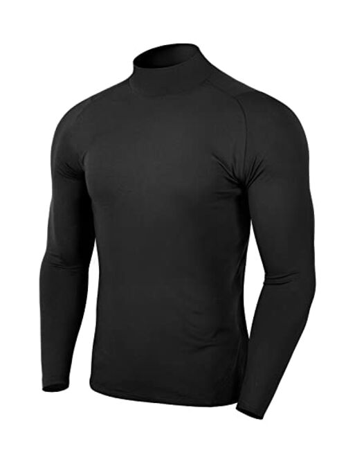 Zengjo Mens Mock Neck Long Sleeve Light Compression Shirts for Workout Running Thermal Athletic Base Layer Top
