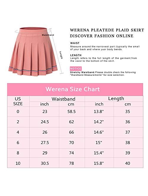 Werena Womens Pleated Mini Skirt Skater Tennis Skirts High Waisted A Line Skorts School Girl Uniform with Shorts
