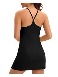 Womens Tennis Dress with Shorts and Bra Workout Dress Exercise Athletic Golf Dresses