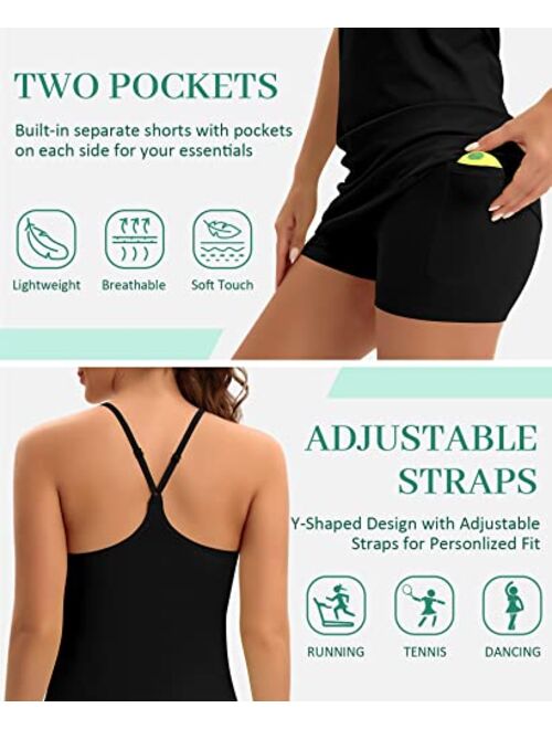 Werena Womens Tennis Dress with Shorts and Bra Workout Dress Exercise Athletic Golf Dresses