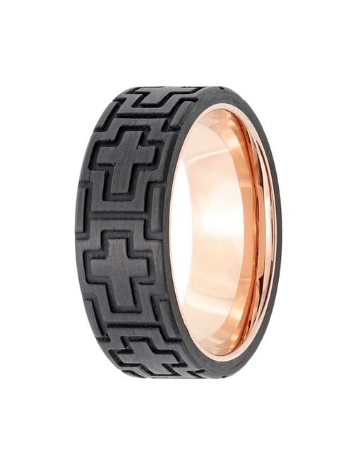 Men's LYNX Stainless Steel with Carbon Fiber Rose Ring