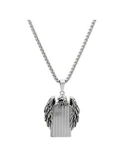 unbranded Men's Stainless Steel & Sterling Silver Eagle With US Flag Pendant Necklace