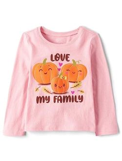 Baby Girls' and Toddler Fall Thanksgiving Long Sleeve Graphic T-Shirt