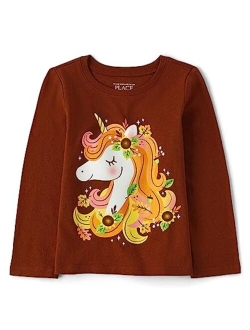 Baby Girls' and Toddler Fall Thanksgiving Long Sleeve Graphic T-Shirt