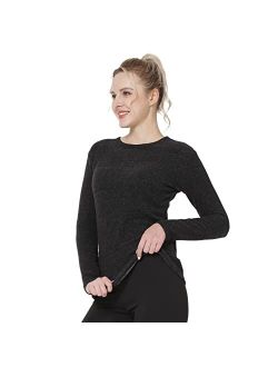 MOSCOAL Womens Thermal Tops Brushed Lining Shirt Long Sleeve Base Layer Crew Neck