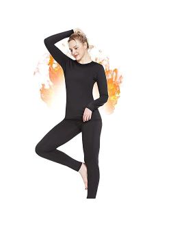 Subuteay Thermal Underwear for Women Sets - Crewneck Fleece Lined Leggings Long Sleeve Johns Base Layer (Top and Bottom)