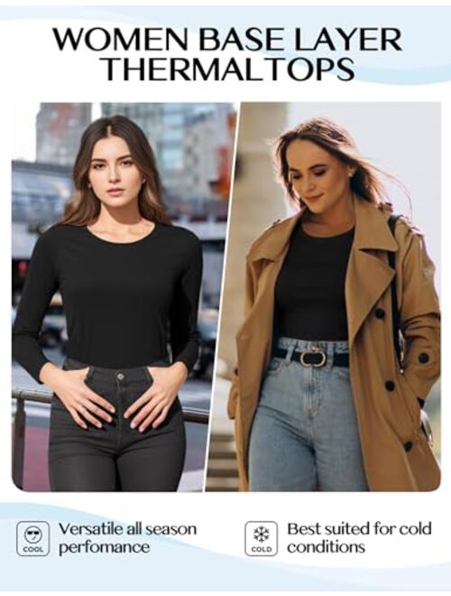 YOGINGO Women's Long Sleeve Thermal Underwear Lightweight Compression Baselayer Shirt Premium Comfort Women Clothing Winter Tops