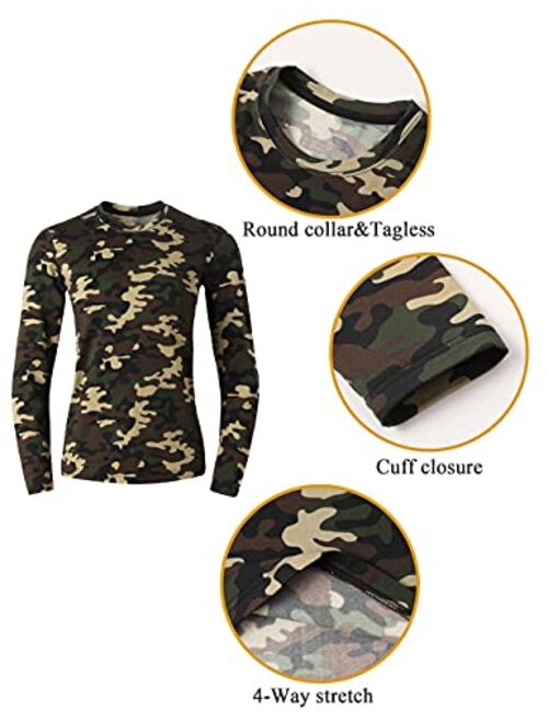 SANQIANG Men's Fleece Lined Long Thermal Underwear Set Two-Pieces Midweight Warm Baselyer for Men