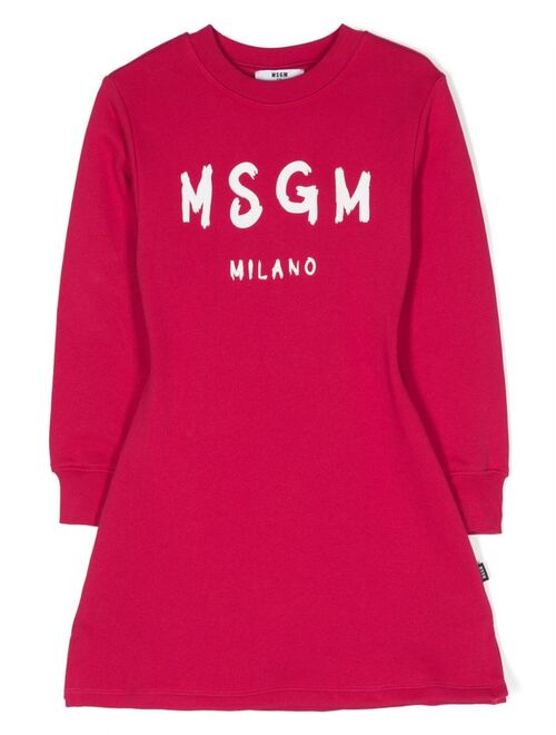 MSGM Kids logo-print cotton sweatshirt dress