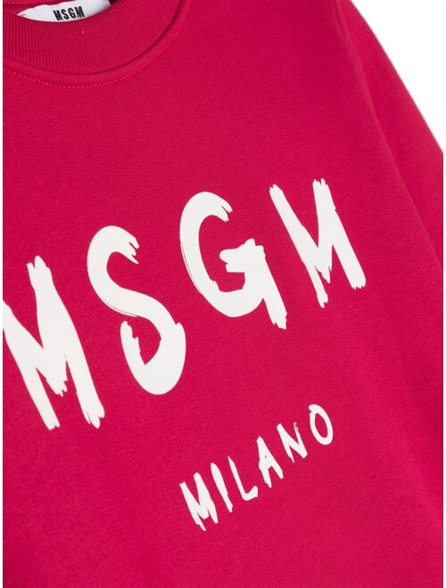 MSGM Kids logo-print cotton sweatshirt dress