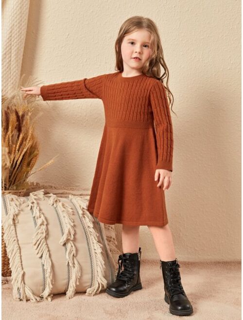 SHEIN Toddler Girls Cable Knit Sweater Dress Without Belt