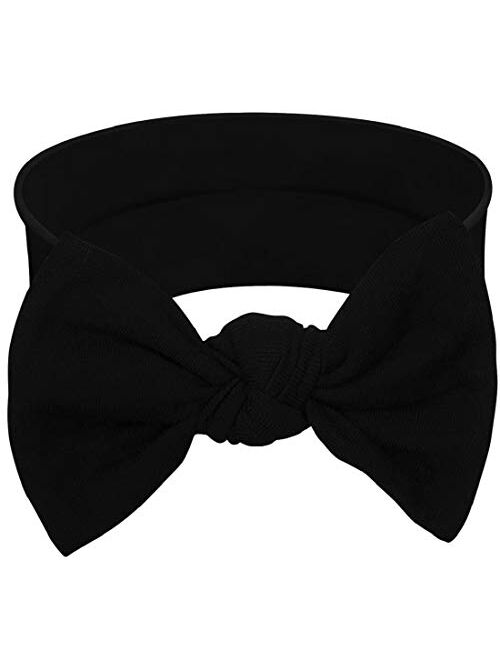 BABYGIZ Baby Girl Headbands-Infant,Toddler Cotton Handmade Hairbands with Bows Child Hair Accessories (Black, Gray, White, 3)