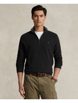 Men's Mesh-Knit Cotton Quarter-Zip Sweater