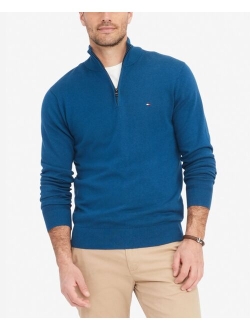 Men's Regular-Fit Pima Cotton Cashmere Blend 1/4-Zip Mock Neck Sweater