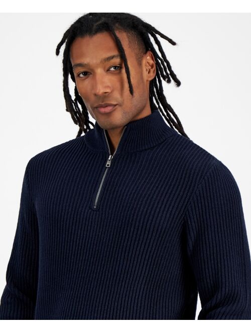And Now This Men's Regular-Fit Ribbed-Knit 1/4-Zip Mock Neck Sweater, Created for Macy's