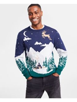 Holiday Lane Men's Wintry Landscape Sweater, Created for Macy's