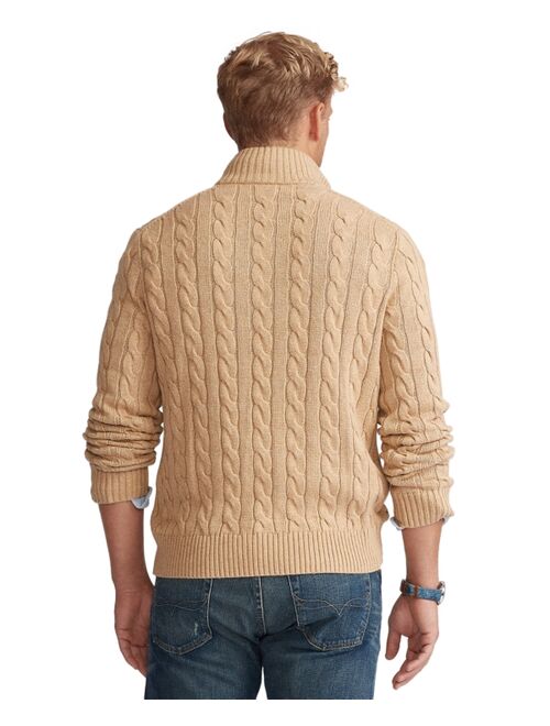 Polo Ralph Lauren Men's Big & Tall Cable-Knit Cotton Quarter-Zip Sweater