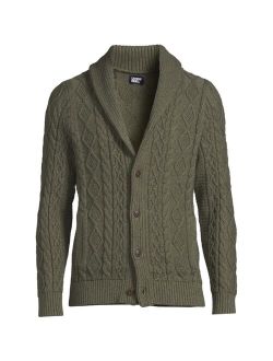 Men's Cotton Blend Cable Shawl Cardigan Sweater