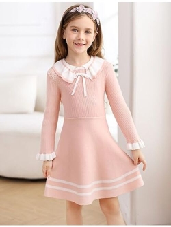 RAISEVERN Toddler Girl Sweater Dresses Kids Long Sleeve Knit Fall Winter Dress for 2-7 Years