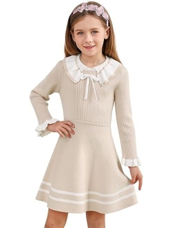RAISEVERN Toddler Girl Sweater Dresses Kids Long Sleeve Knit Fall Winter Dress for 2-7 Years