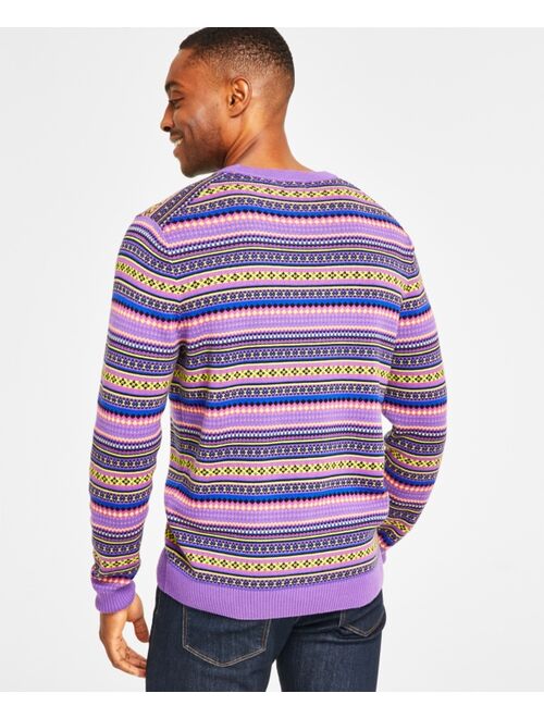 Charter Club Holiday Lane Men's Bright Stripe Fair Isle Sweater, Created for Macy's