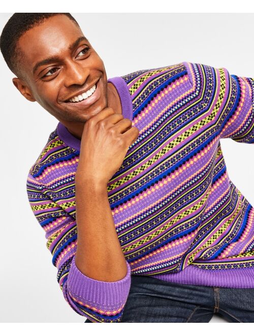 Charter Club Holiday Lane Men's Bright Stripe Fair Isle Sweater, Created for Macy's