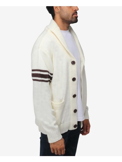 X-Ray Men's Shawl Collar Heavy Gauge Cardigan with City Patch