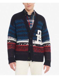 Men's Ombre Textured Stripe Cardigan Sweater