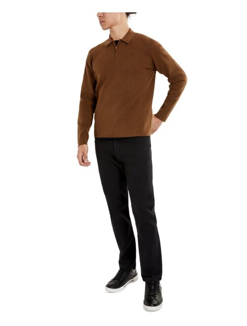 Kenneth Cole Men's Slim-Fit Zip-Placket Long Sleeve Polo Sweater