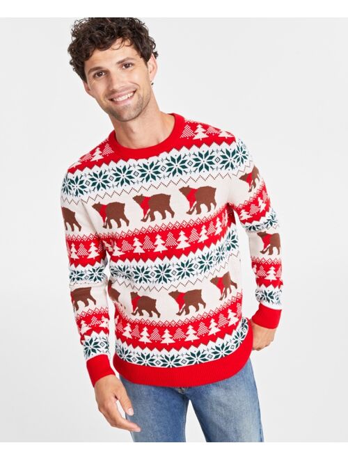 Charter Club Holiday Lane Men's Santa Bear Sweater, Created for Macy's