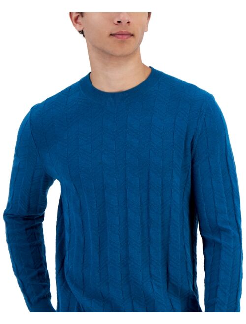 Alfani Men's Textured Chevron Long-Sleeve Crewneck Sweater, Created for Macy's
