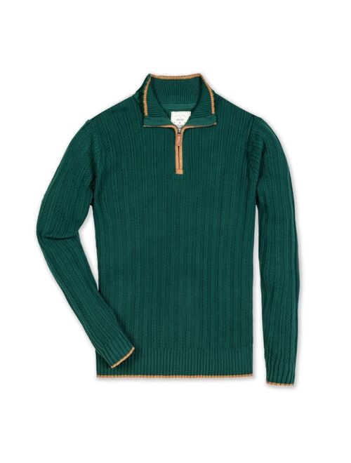 Hope & Henry Men's Half Zip Sweater with Suede Trim - Created for Macy's