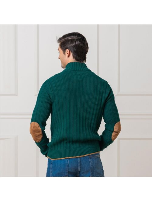 Hope & Henry Men's Half Zip Sweater with Suede Trim - Created for Macy's