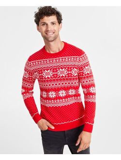 Holiday Lane Men's Festive Fair Isle Crewneck Sweater, Created for Macy's