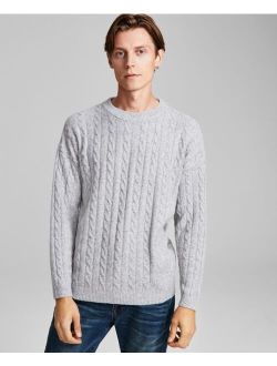 Men's Regular-Fit Cable-Knit Crewneck Sweater, Created for Macy's