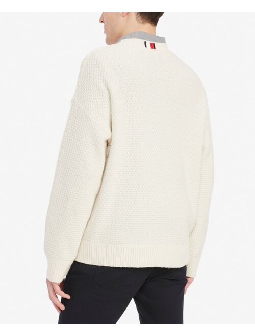 Tommy Hilfiger Men's Oversized-Fit Monotype Logo Cable-Knit Sweater