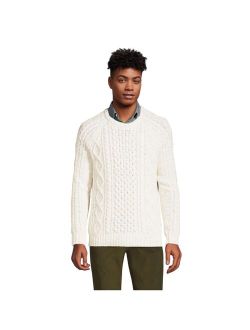 Men's Cotton Blend Aran Cable Crew Neck Sweater
