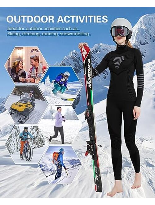MEETYOO Thermal Underwear Set for Women, Winter Long Johns Warm Base Layer Top and Bottom Set for Cold Weather Skiing