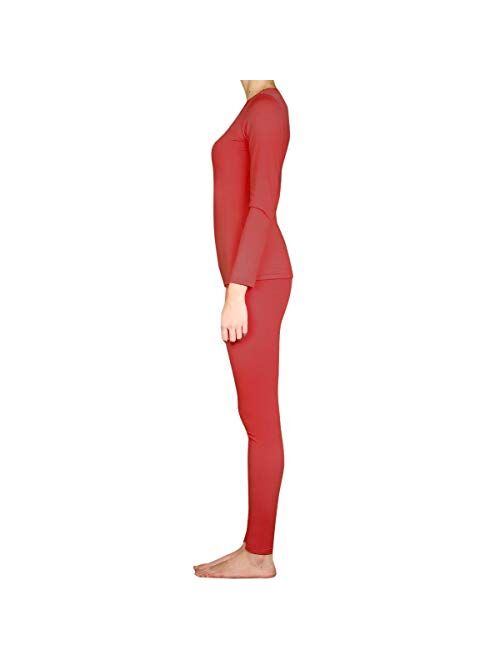 SLM ThermaTek Women's Light Fleece Thermal Sets Insulated Long John Pajama Lounge Underwear