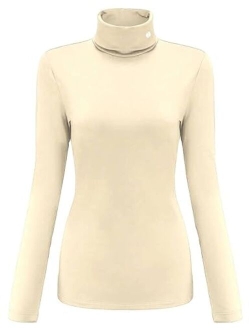 SSLR-Thermal-Shirts for-Women-Turtleneck Long Sleeve Tops Fleece Lined Winter Slim Fitted Mock Neck Base Layer