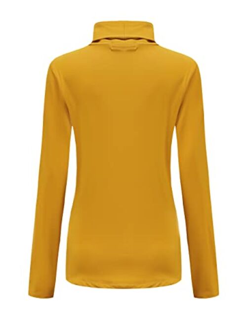 SSLR-Thermal-Shirts for-Women-Turtleneck Long Sleeve Tops Fleece Lined Winter Slim Fitted Mock Neck Base Layer