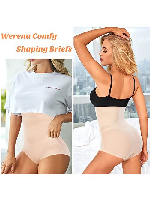 Werena Tummy Control Shapewear Panties for Women High Waisted Body Shaper Slimming Underwear Lace Shaping Briefs