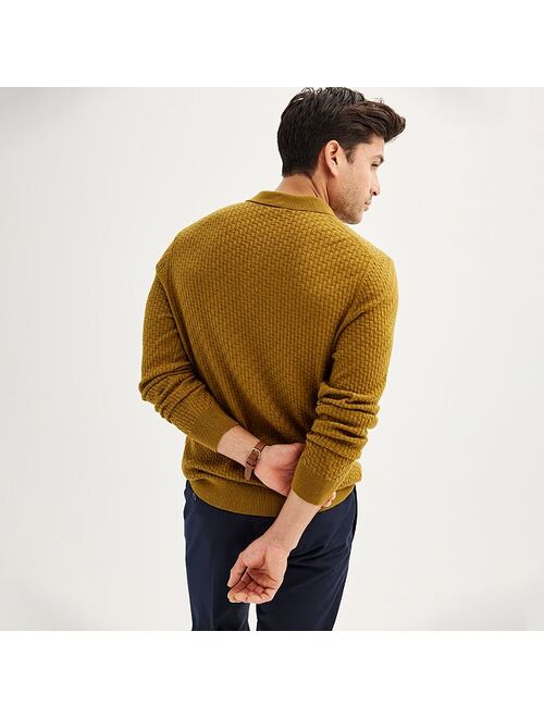 Men's Apt. 9 Long Sleeve Textured Sweater Polo