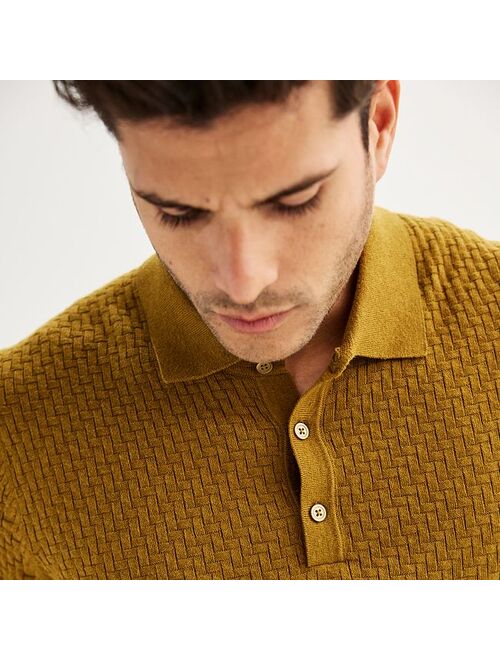 Men's Apt. 9 Long Sleeve Textured Sweater Polo